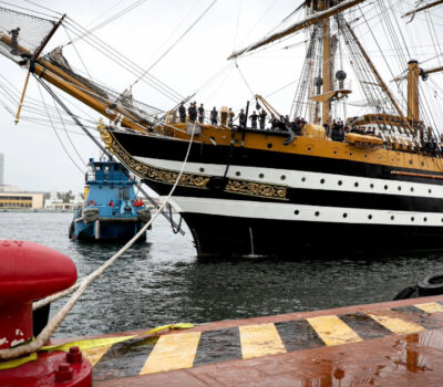 The Italian naval training ship Amerigo Vespucci arrives in Puerto Vallarta and celebrates 150 years of diplomatic relations between Italy and Mexico